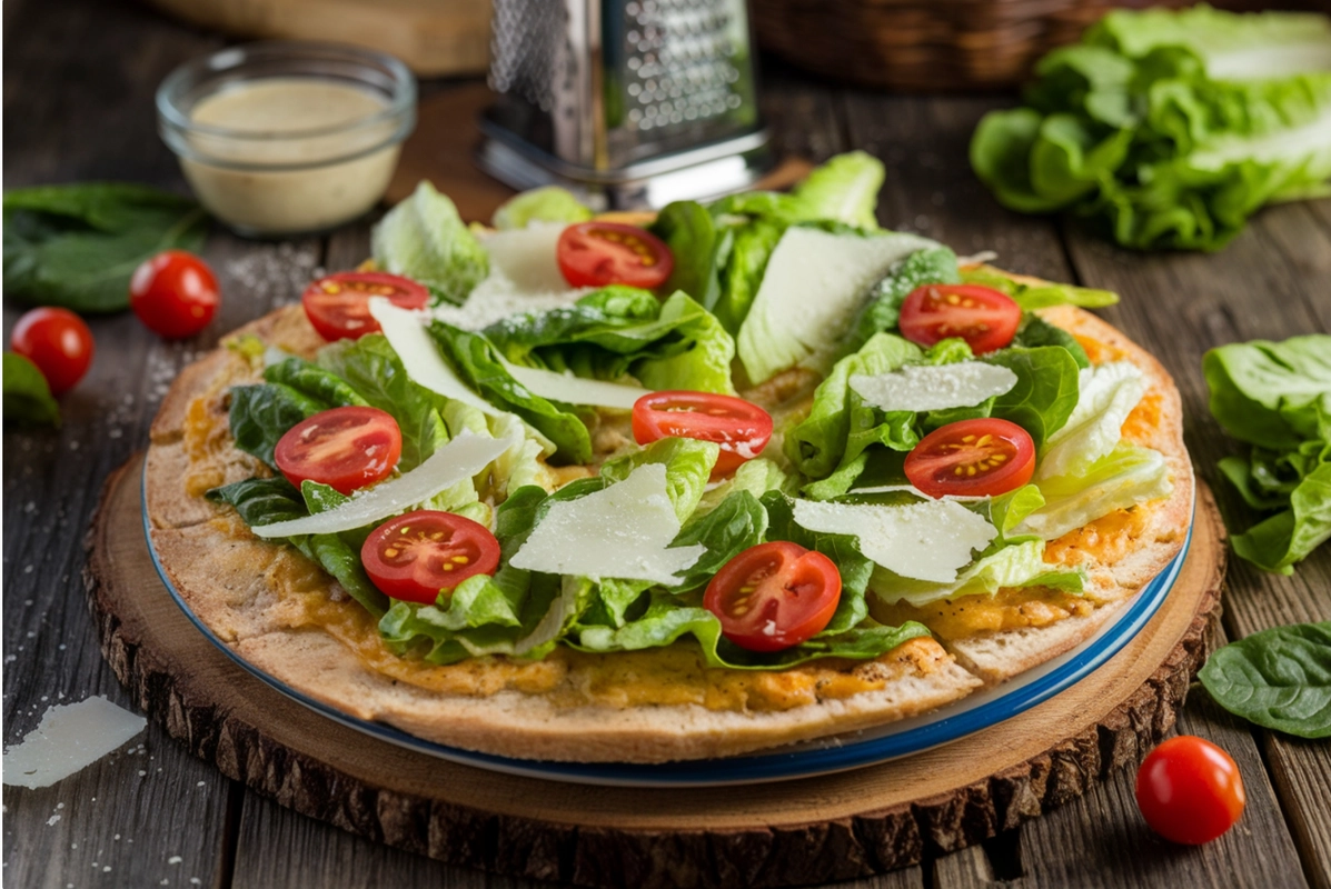 Chicken Crust Caesar Salad Pizza