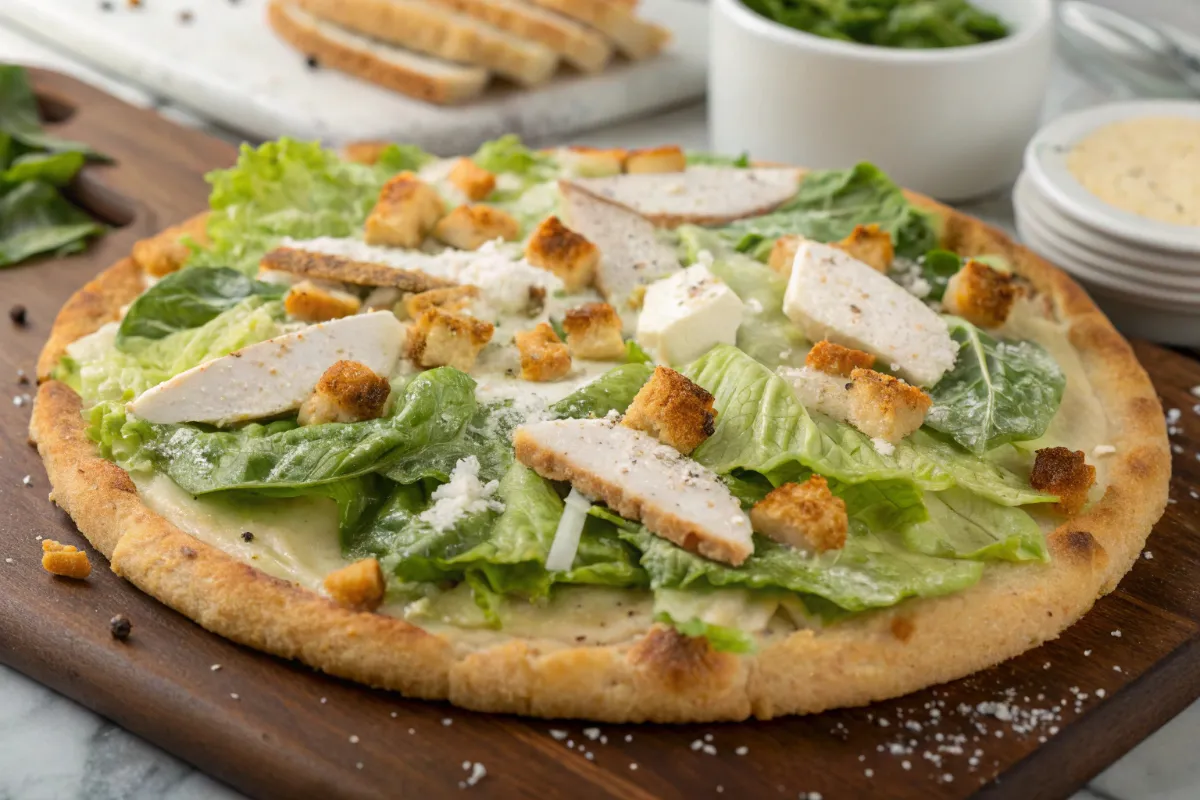 chicken crust caesar salad pizza