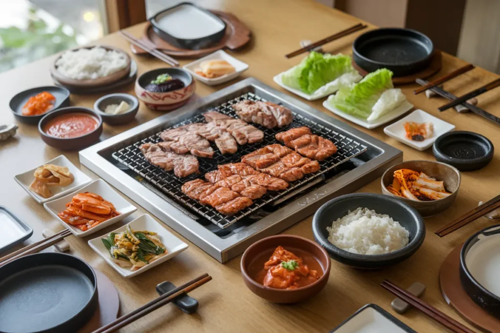 What is traditionally served with Korean BBQ?