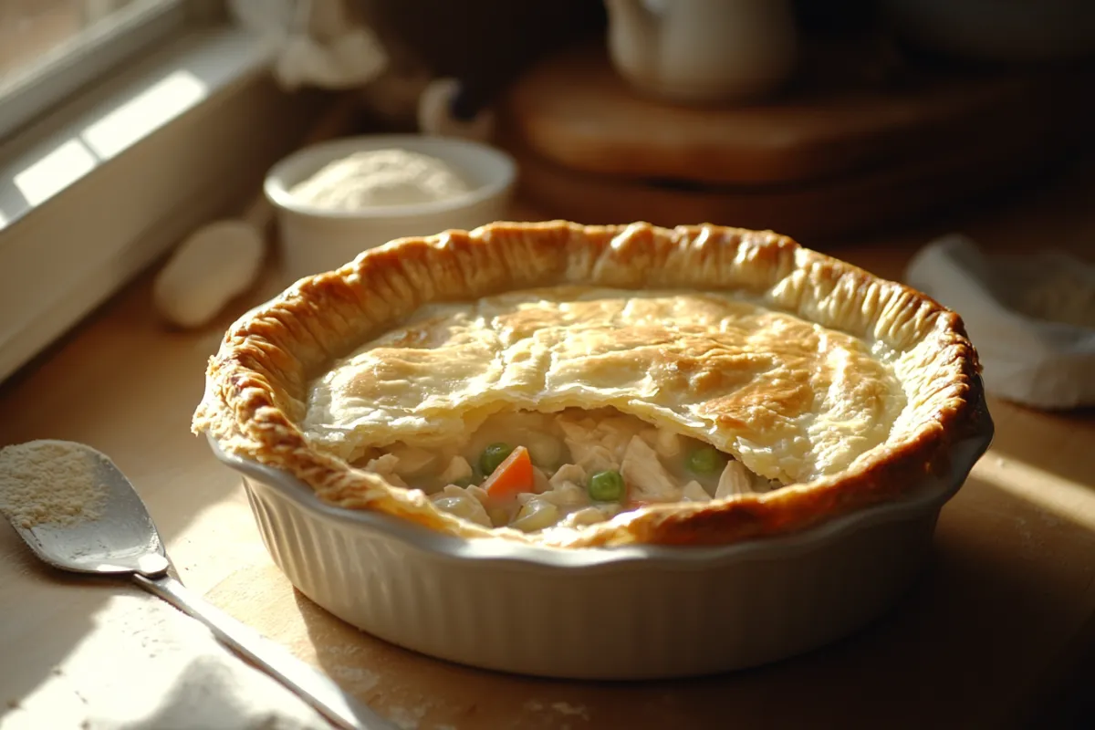 How do you keep the bottom crust of a chicken pot pie from getting soggy?