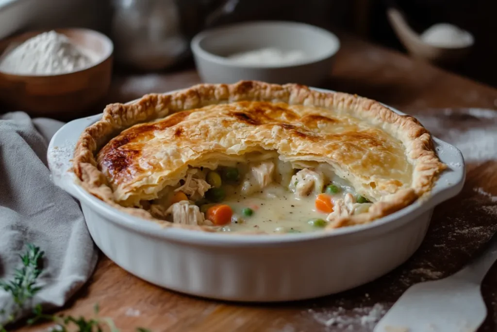 How do you keep the bottom crust of a chicken pot pie from getting soggy?