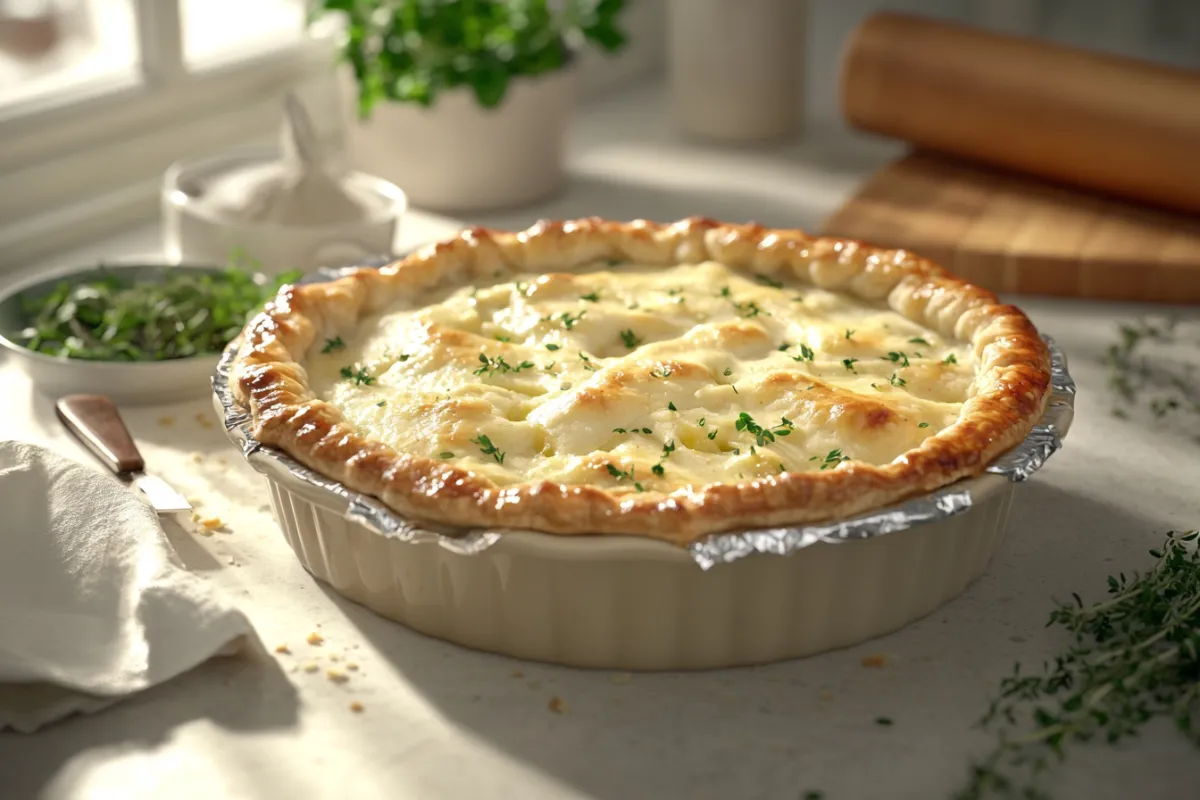 Should I cover chicken pot pie with foil when baking?