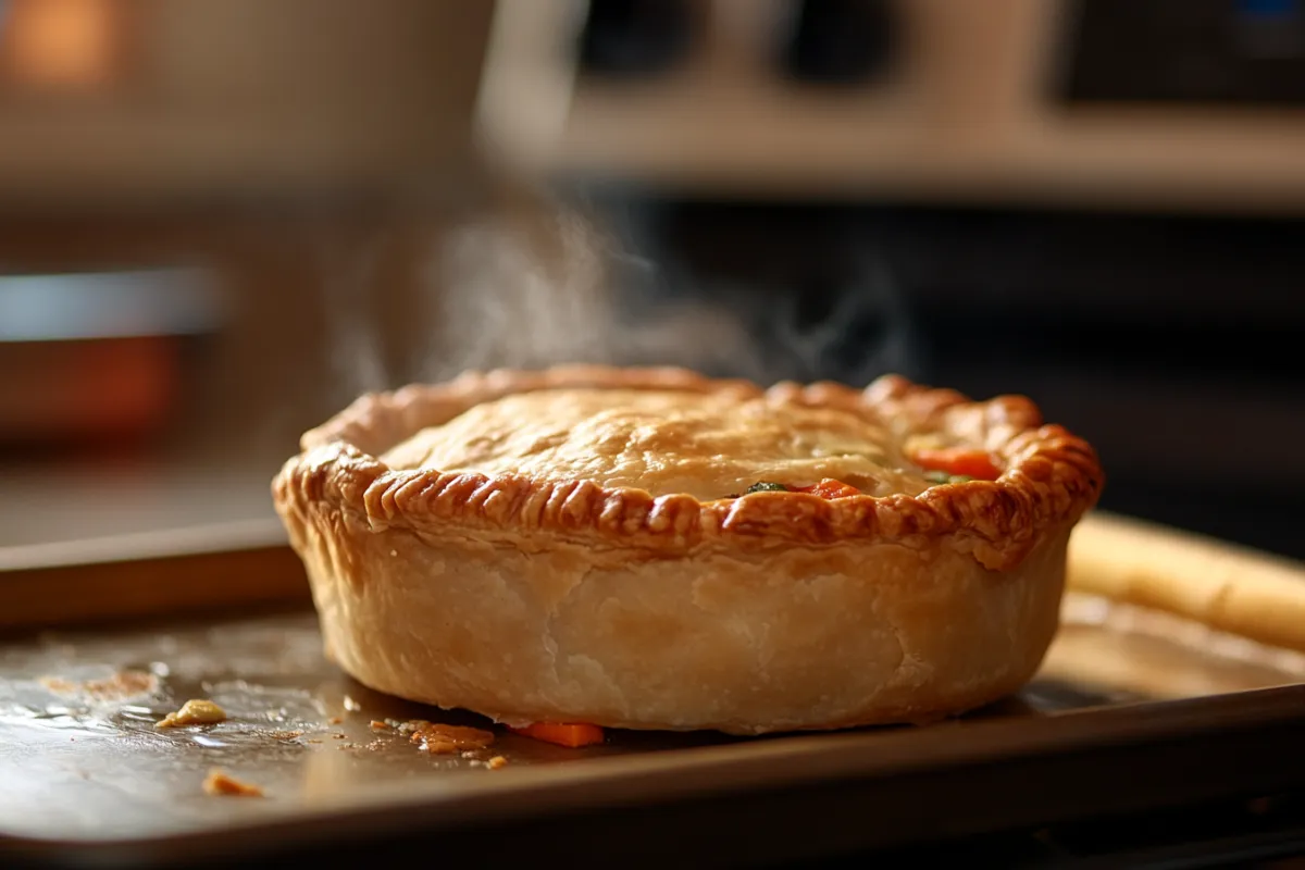 How long to heat a small chicken pot pie in oven?