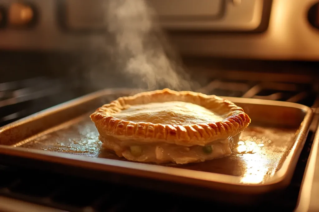 How long to heat a small chicken pot pie in oven?