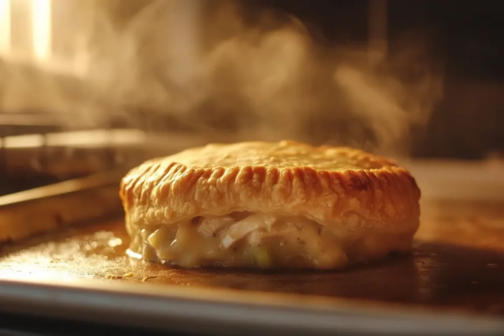 How long to heat a small chicken pot pie in oven?