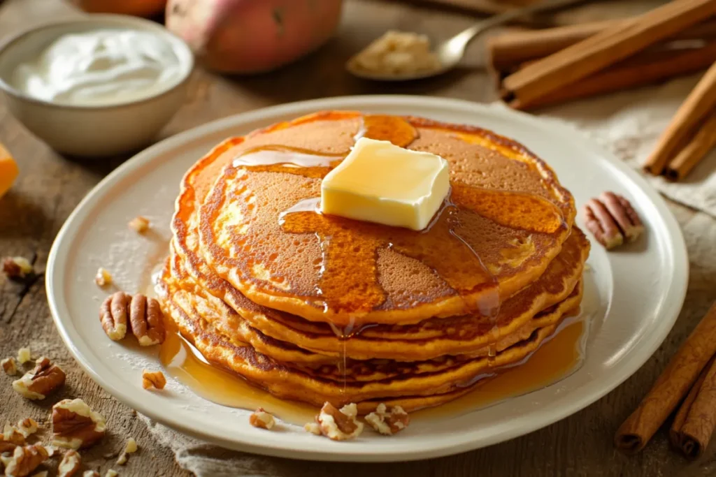 What are sweet potato pancakes made of?