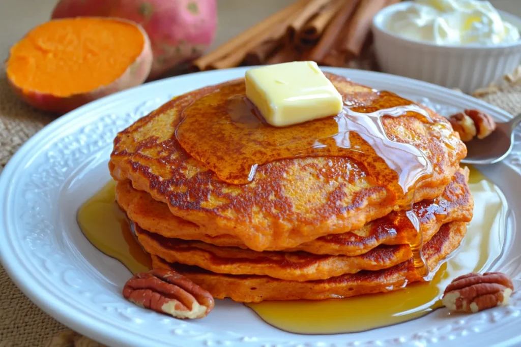 What are sweet potato pancakes made of?