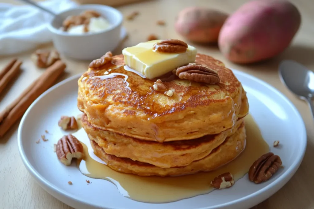 What are sweet potato pancakes made of?