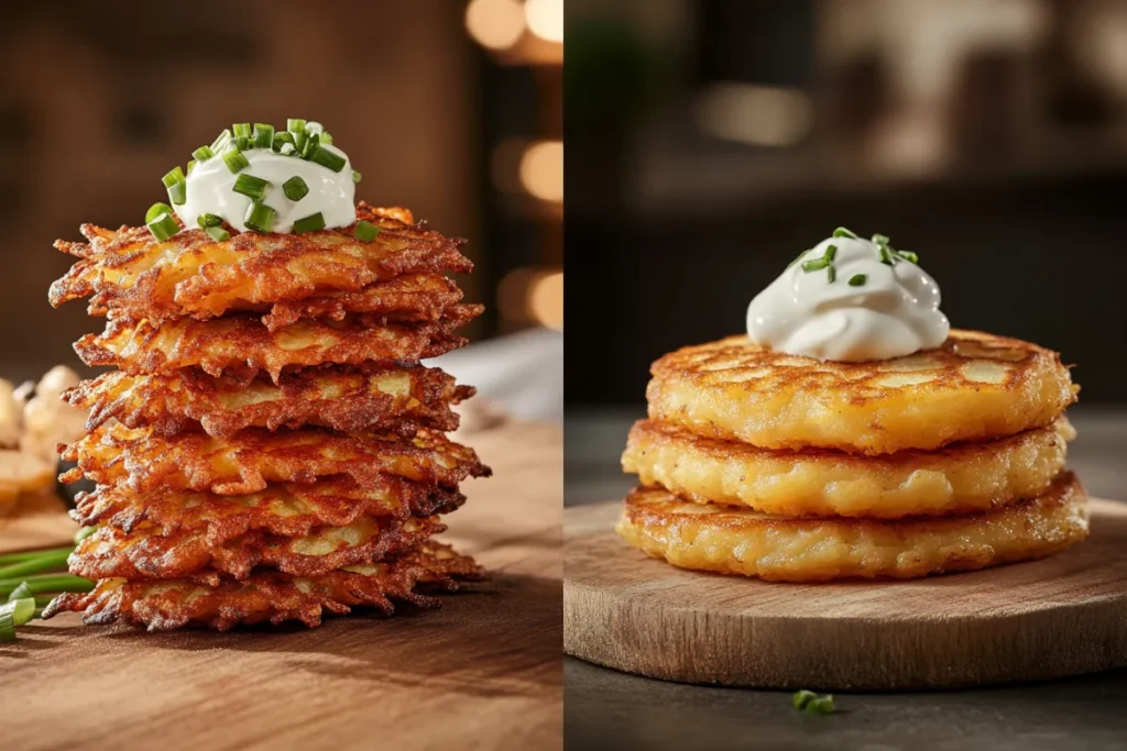 What is the difference between potato latkes and pancakes?