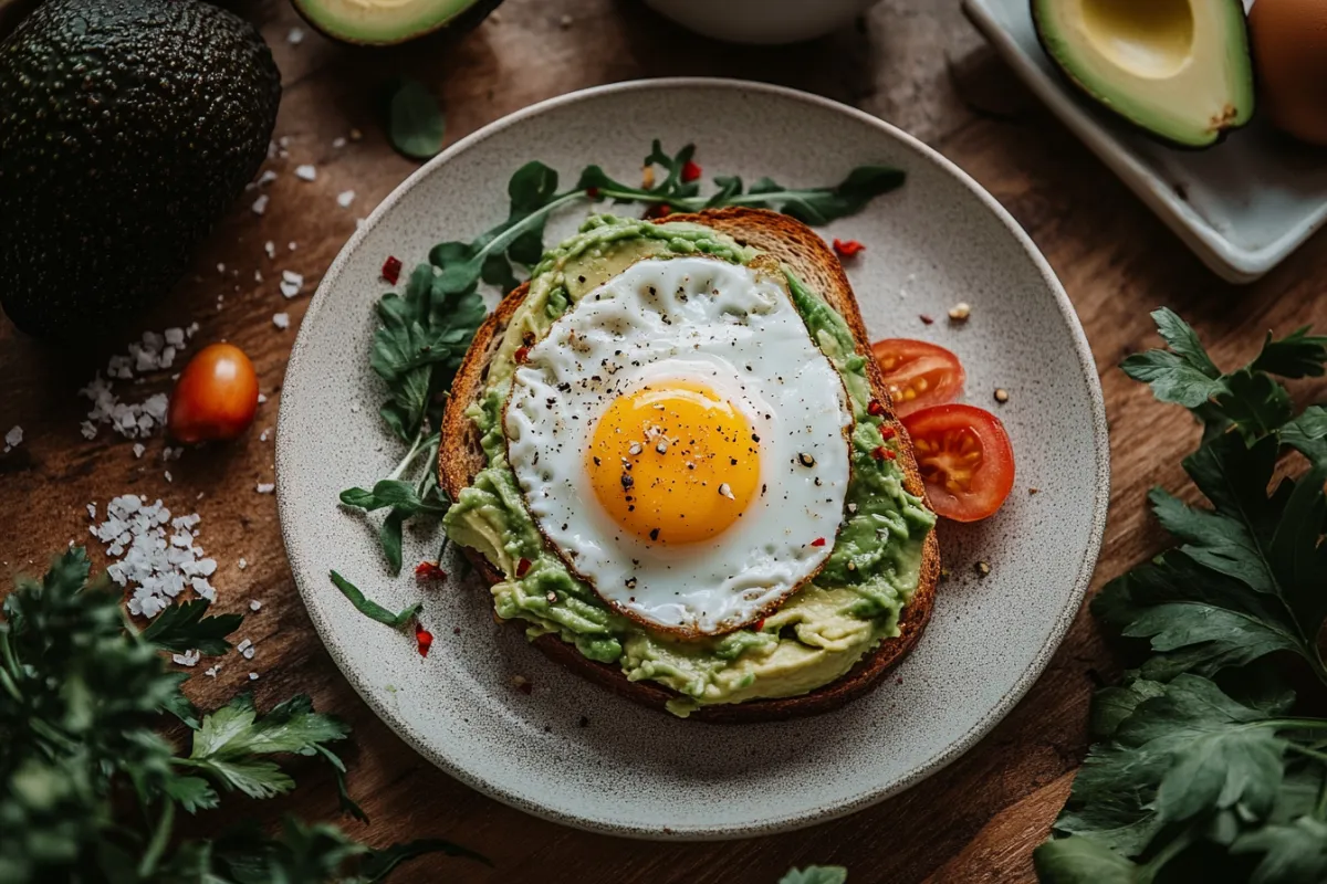 simple avocado toast with egg