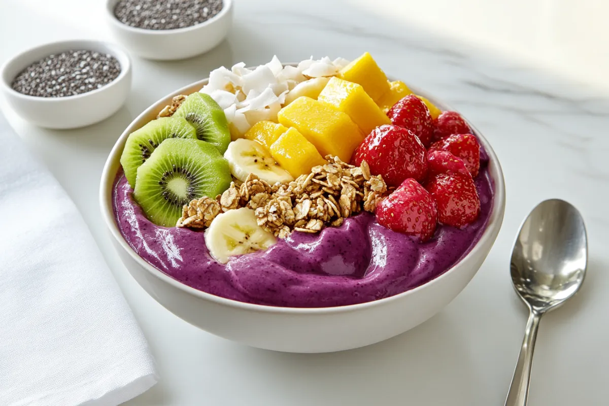 What is in a Tropical Smoothie acai bowl?