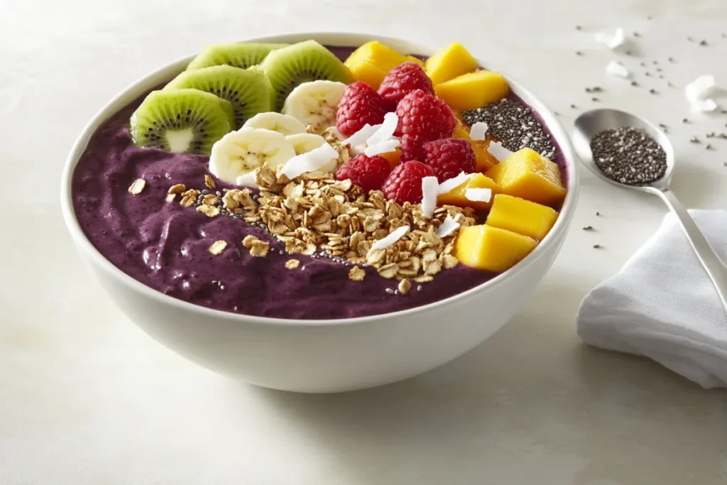 What is in a Tropical Smoothie acai bowl?