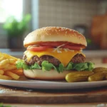 cheeseburger and fries