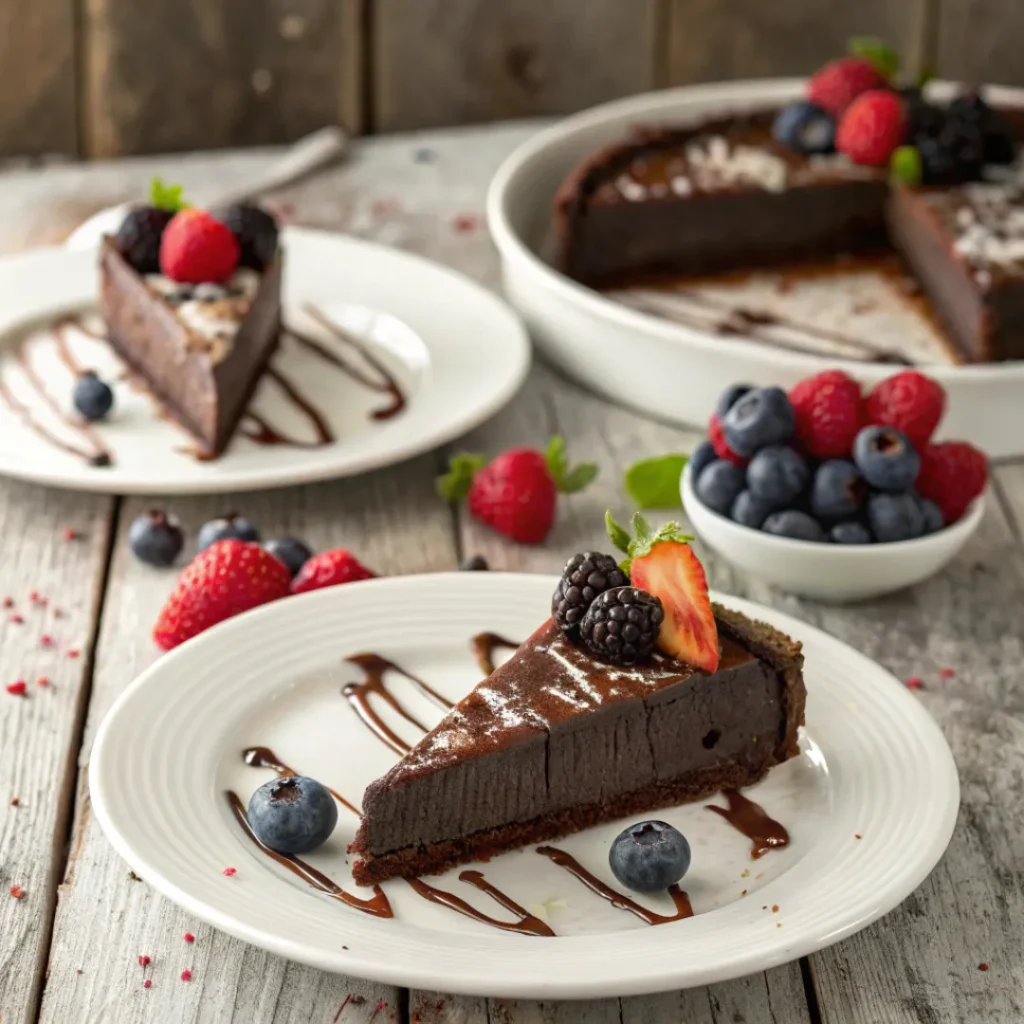 Slices of Mississippi Mud Pie ready to serve