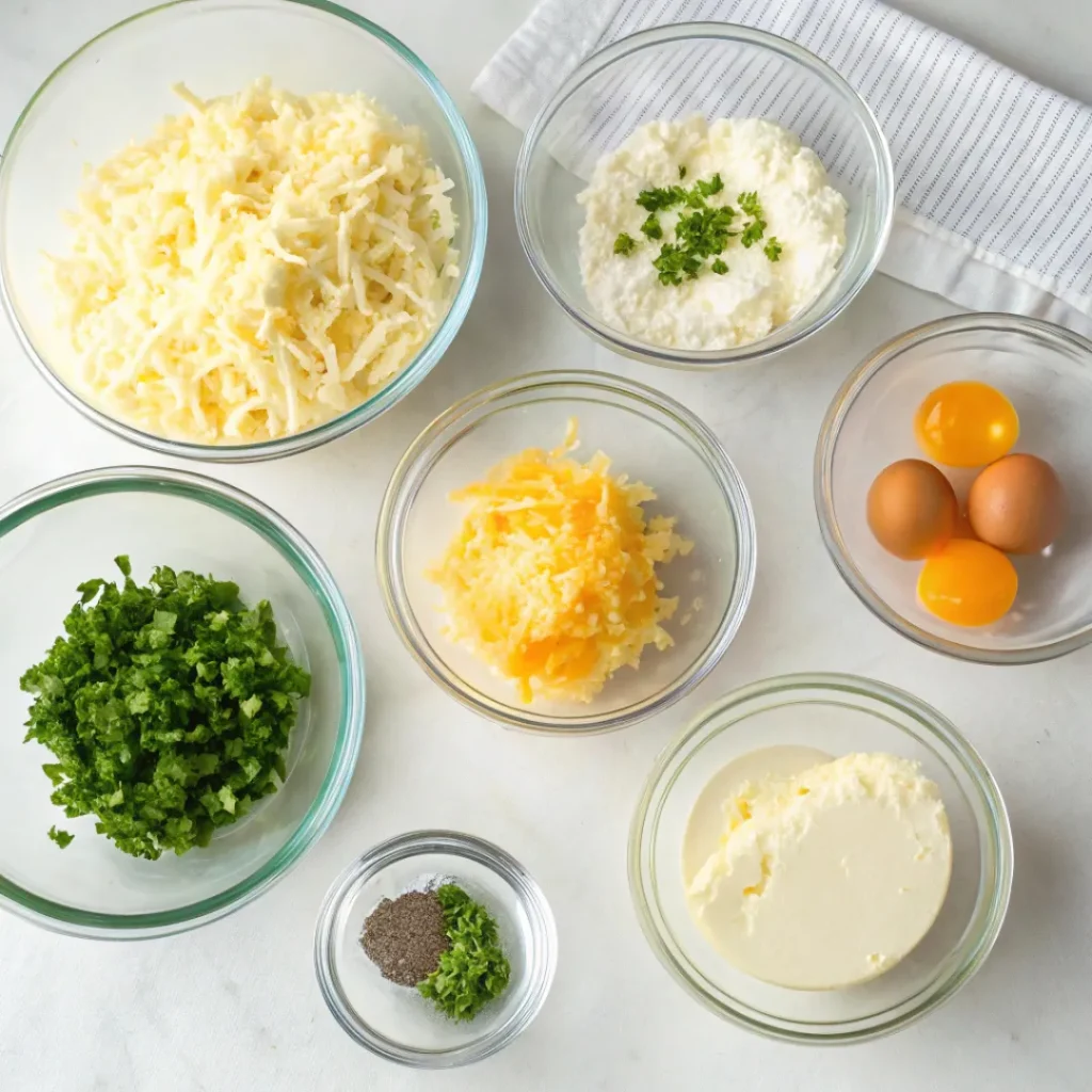 Mashed Potato Cheese Puff ingredients laid out