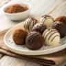 Homemade cream cheese chocolate truffles coated in cocoa and sprinkles