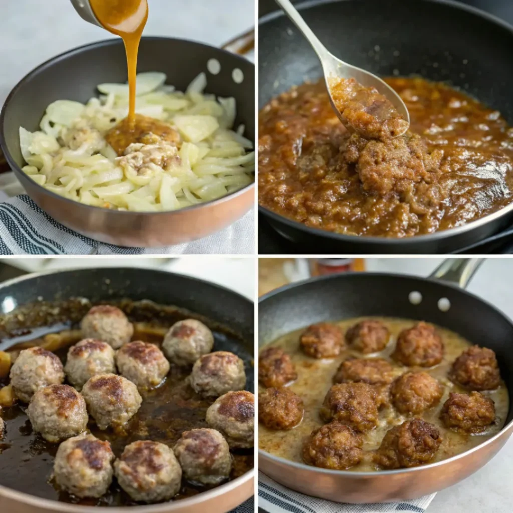 Juicy French Onion Meatballs – Easy Skillet Dinner 7 Preparing French Onion Meatballs