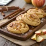 caramel apple cookies on rustic tray