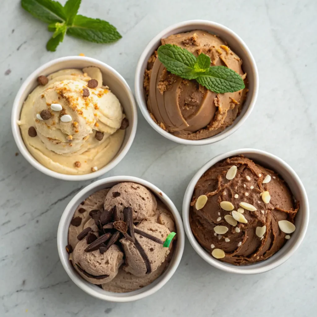 Chocolate Banana Ice Cream – The Best 3-Minute Blender Recipe 8 Chocolate Banana Ice Cream with different toppings