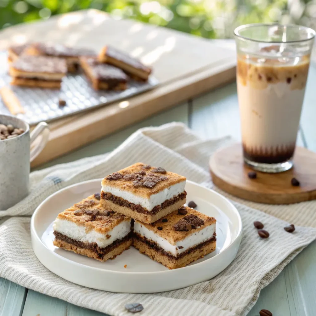 Frozen s’mores served with iced coffee