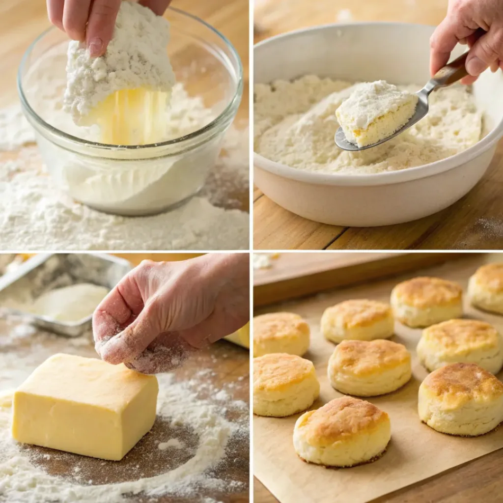 Classic Buttermilk Biscuits – Soft, Buttery, and Golden 7 Step-by-step collage showing how to make buttermilk biscuits