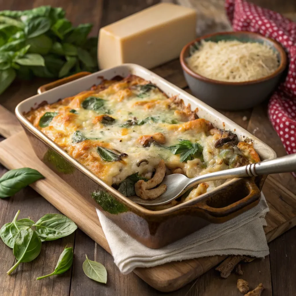 Baked Ziti with Spinach and Mushrooms