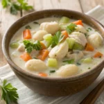Chicken and Gnocchi Soup – Creamy Comfort in Every Bowl 9 Chicken and gnocchi soup in a bowl with parsley garnish