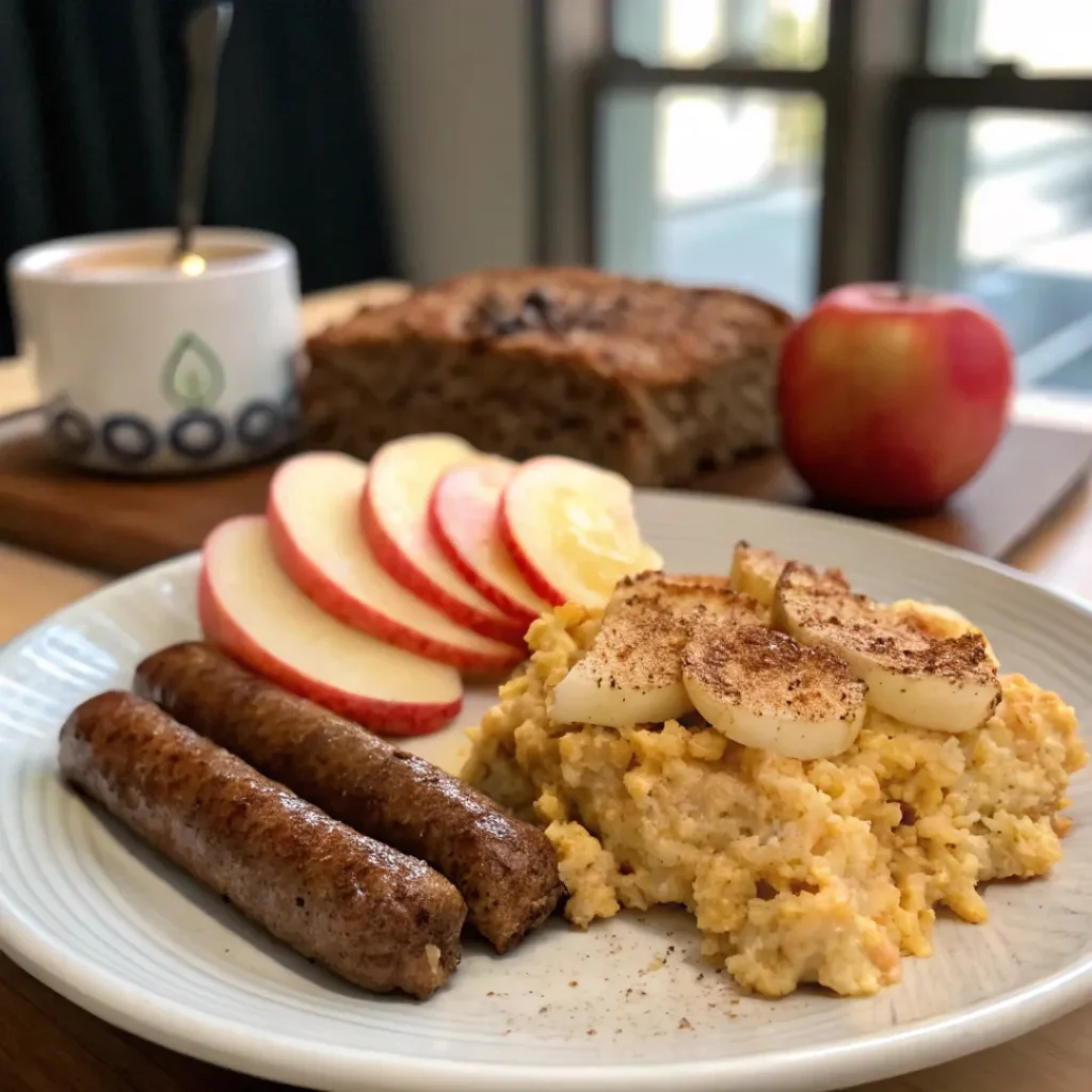 Apple Cinnamon Baked Oatmeal with turkey sausage