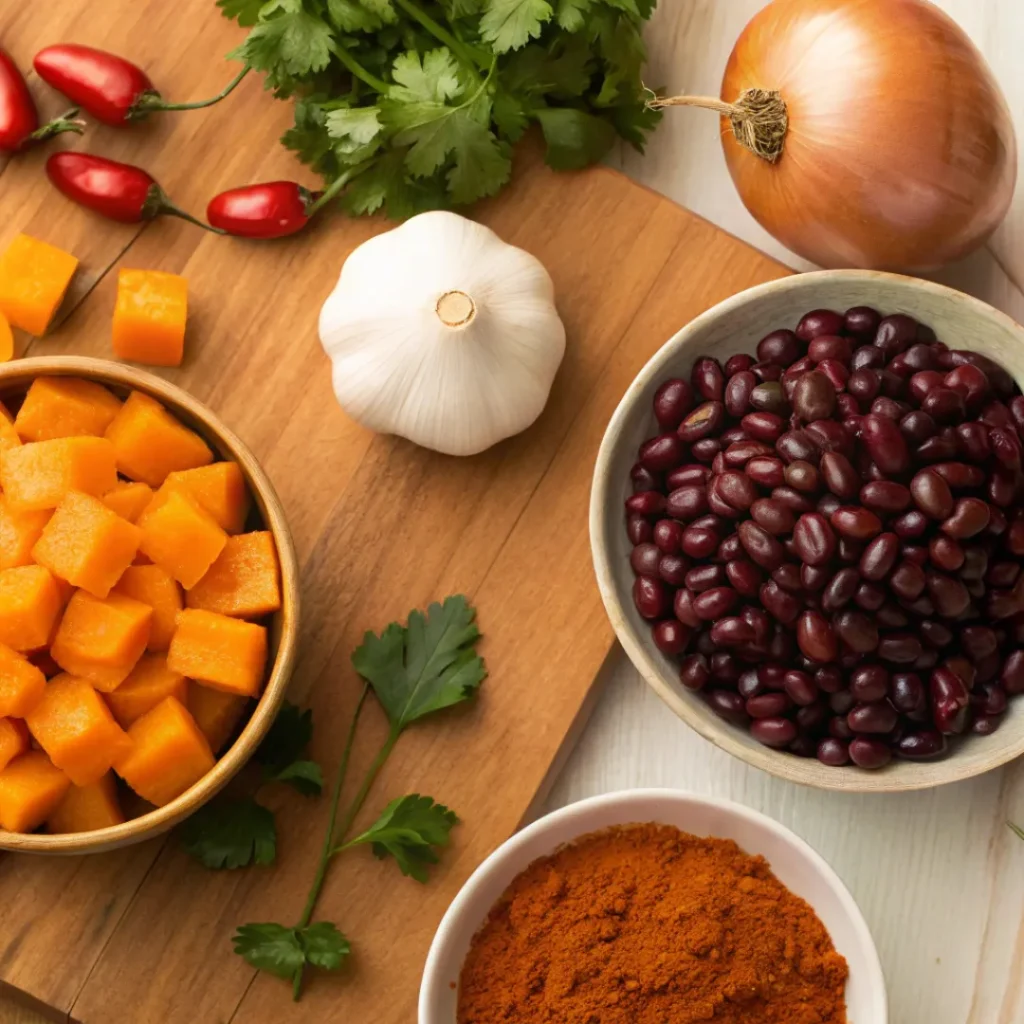 Butternut Squash Chili – Hearty, Healthy, and Comforting 6 Butternut squash, beans, tomatoes, and spices for chili