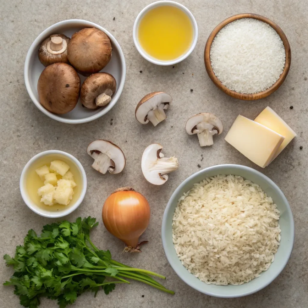 Mushroom Risotto – Creamy Italian Comfort Food 6 Arborio rice, mushrooms, Parmesan, and herbs for risotto
