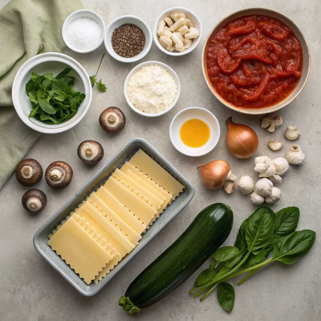 Vegetable Lasagna – Healthy & Flavorful Italian Classic 6 Lasagna noodles, cheeses, marinara, and vegetables for lasagna