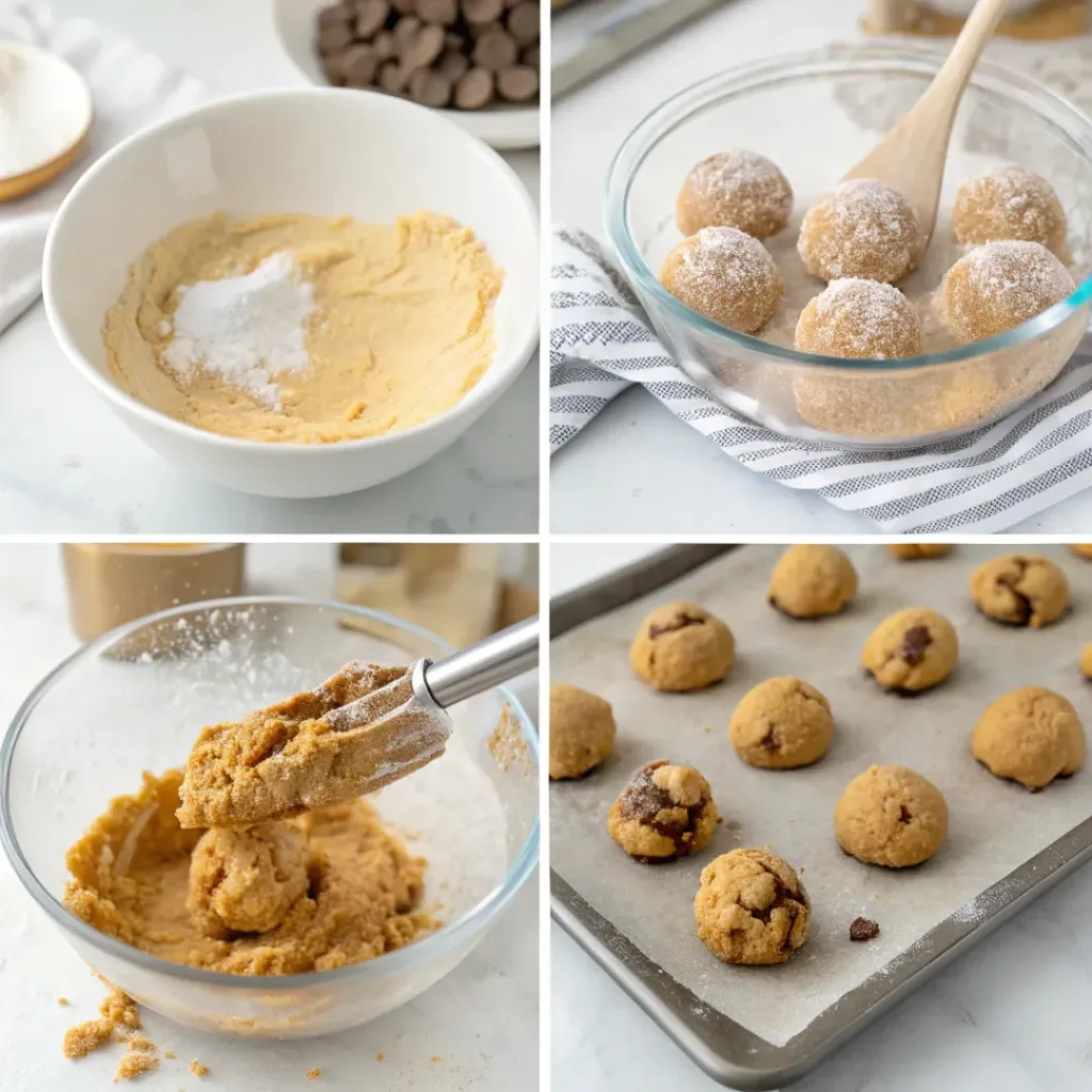 Peanut Butter Blossom Cookies – Soft, Sweet, and Perfectly Chewy 7 Step-by-step making peanut butter blossom cookies