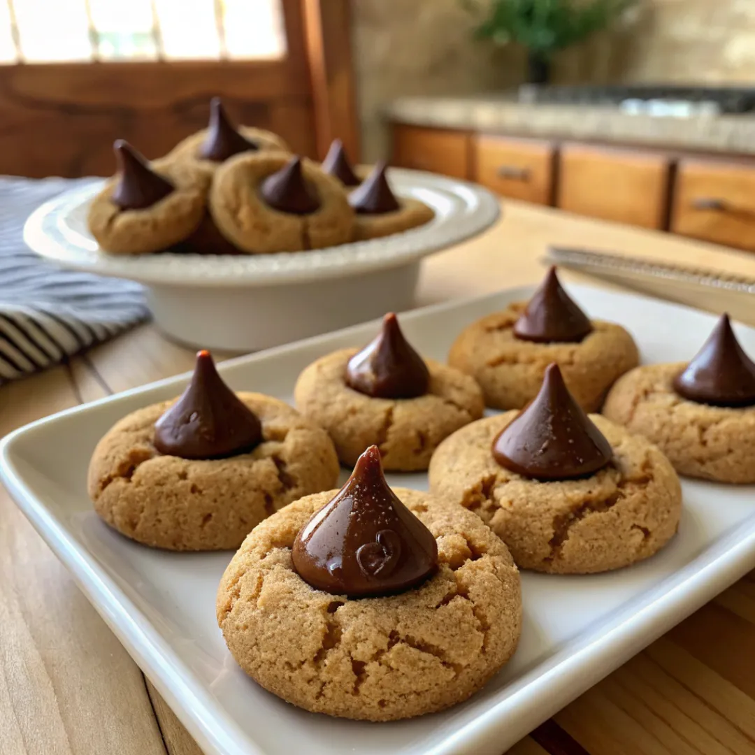 Peanut butter cookies with chocolate kisses