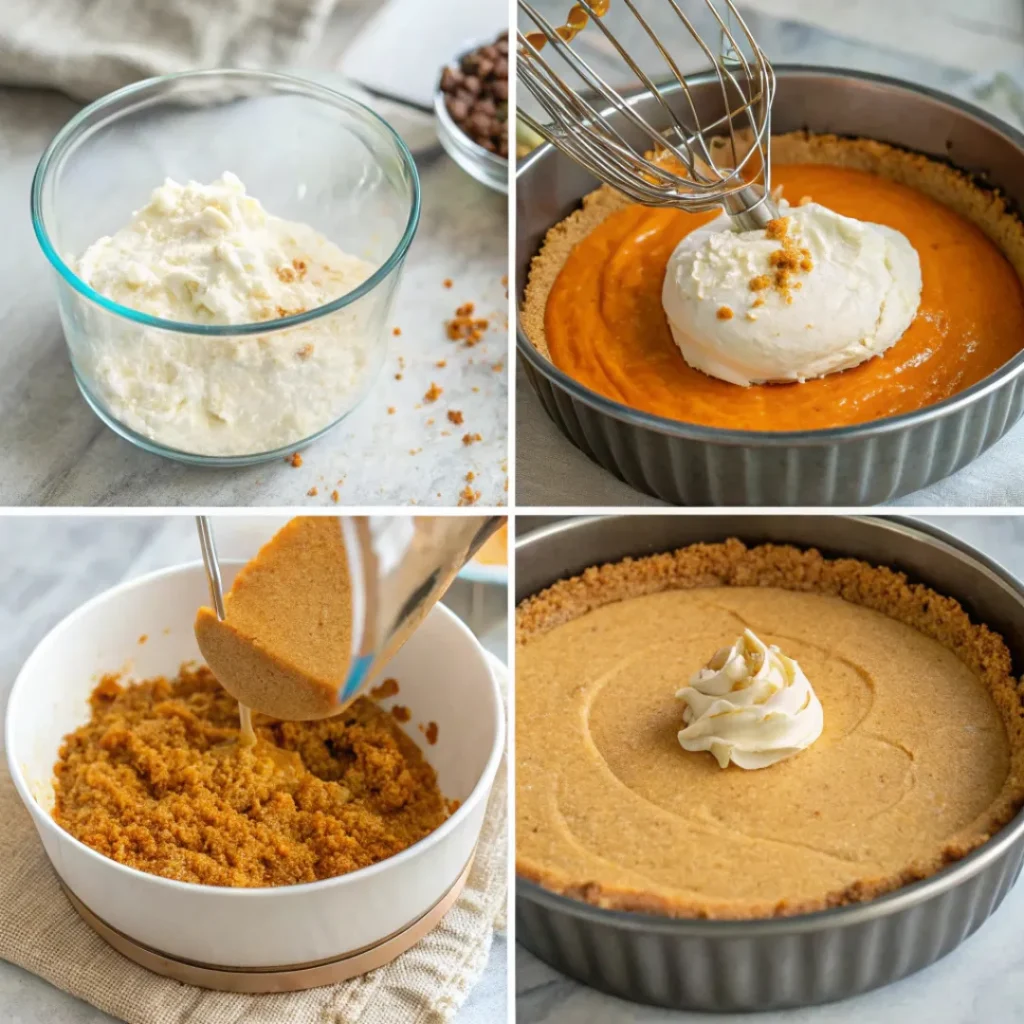 Creamy Pumpkin Pie Cheesecake – Perfect Fall Dessert 7 Preparing Pumpkin Pie Cheesecake