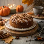 Pumpkin Coffee Cake – A Perfect Fall Breakfast Treat 9 Slice of pumpkin coffee cake topped with cinnamon streusel and glaze