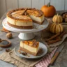 Pumpkin crème brûlée cheesecake with caramelized sugar topping
