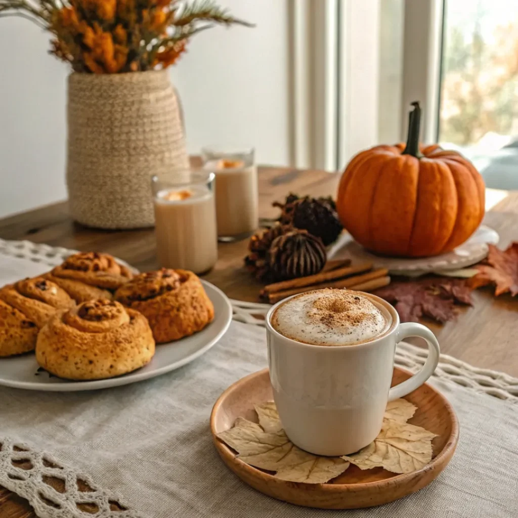 Pumpkin Spice Latte – Cozy Homemade Fall Drink 8 Pumpkin spice latte served with pumpkin scones and cinnamon rolls