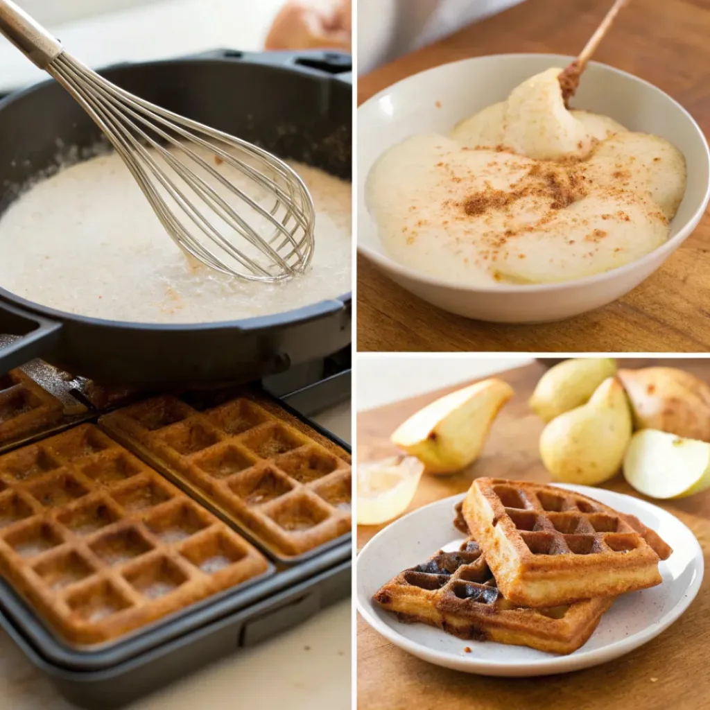 Spiced Waffles with Cinnamon Pears 7 Step-by-step process for spiced waffles with pears