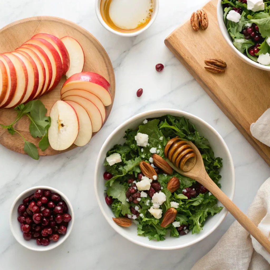 Fall Harvest Honeycrisp Apple and Feta Salad – Fresh, Crisp & Flavorful 7 Step-by-step images of preparing fall apple and feta salad