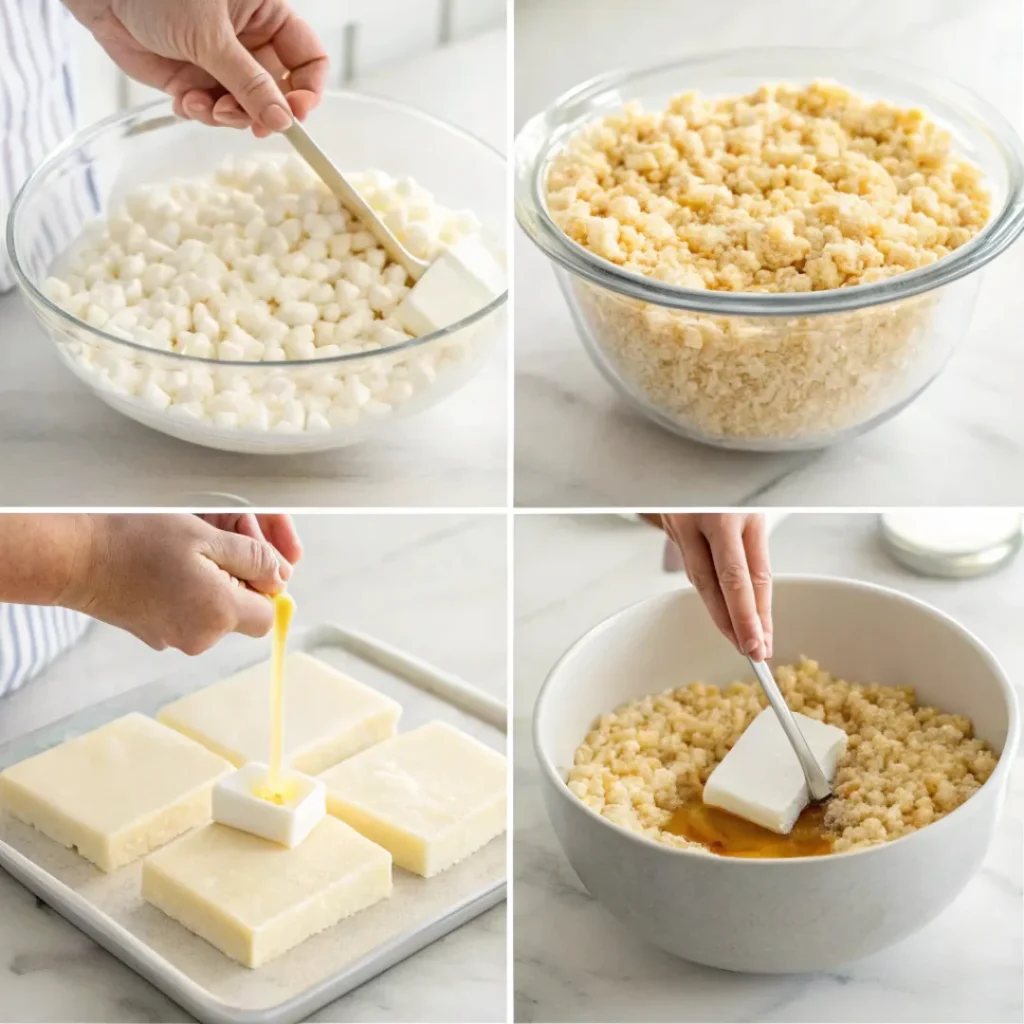 Marshmallow Rice Krispies – Crispy, Sweet, and Irresistible 7 steps preparation of marshmallow rice krispies treats