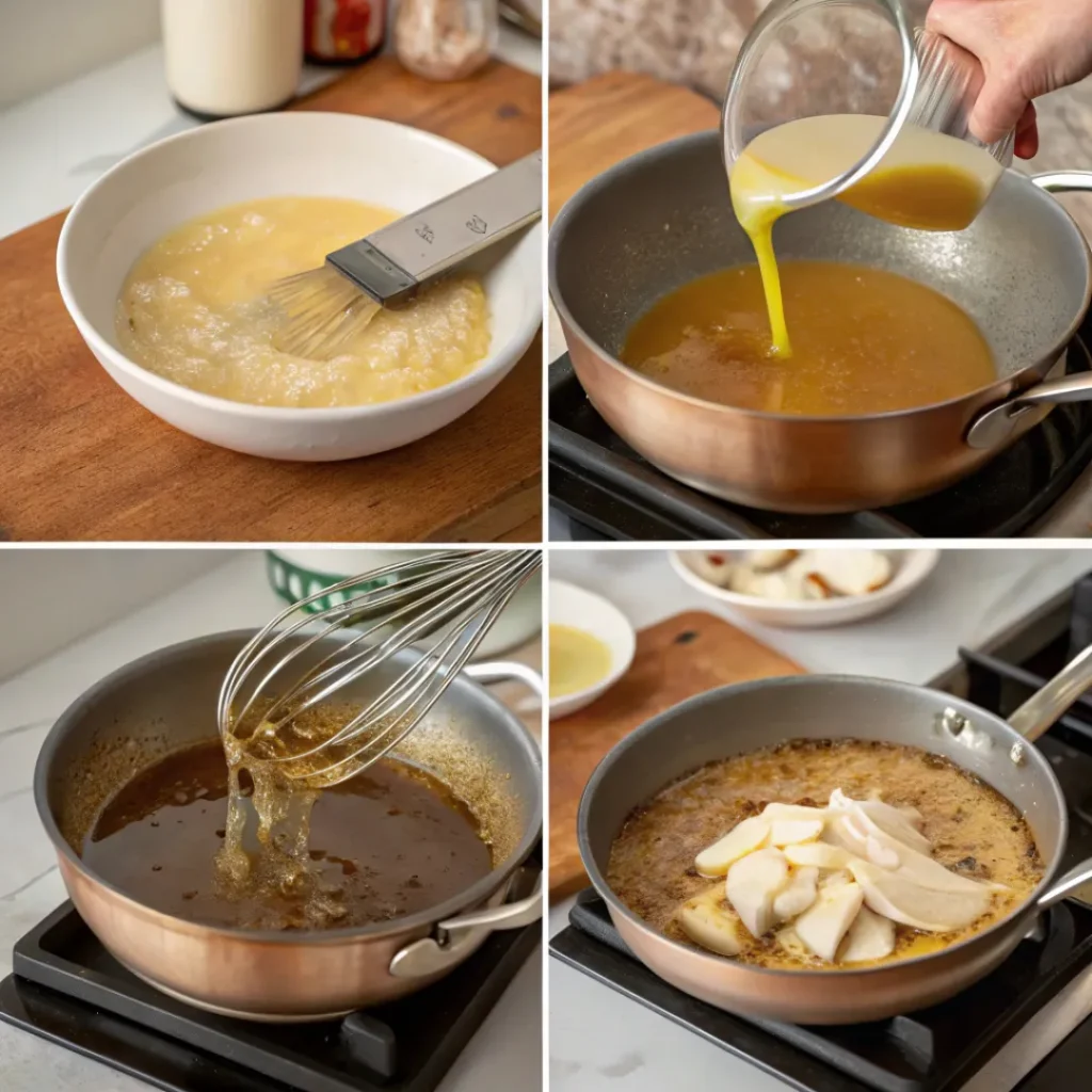 Step-by-step process of making silky no-drip turkey gravy