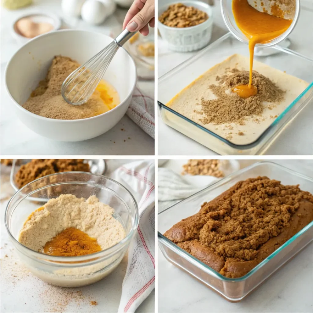 Pumpkin Coffee Cake – A Perfect Fall Breakfast Treat 7 Step-by-step process of making pumpkin coffee cake from mixing to glazing