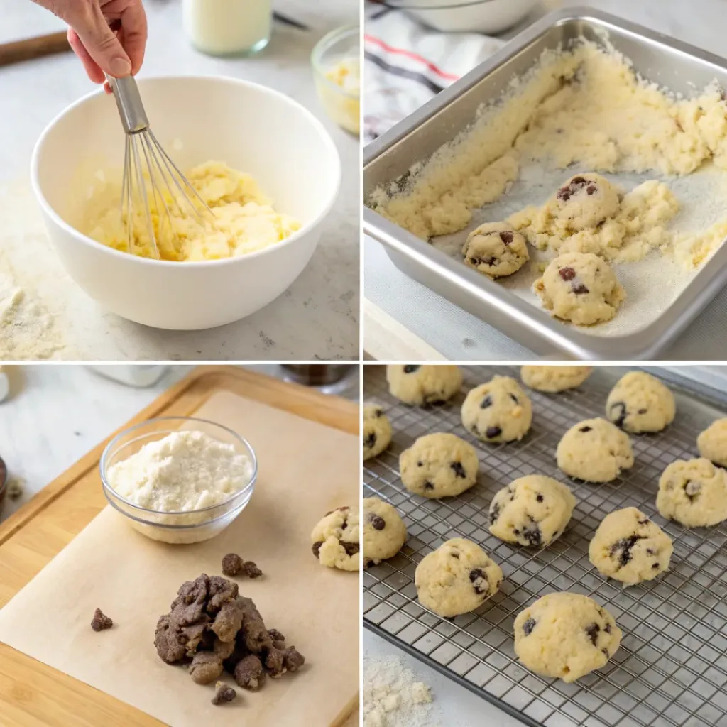 Step-by-step process of making Chocolate Chip Cookies