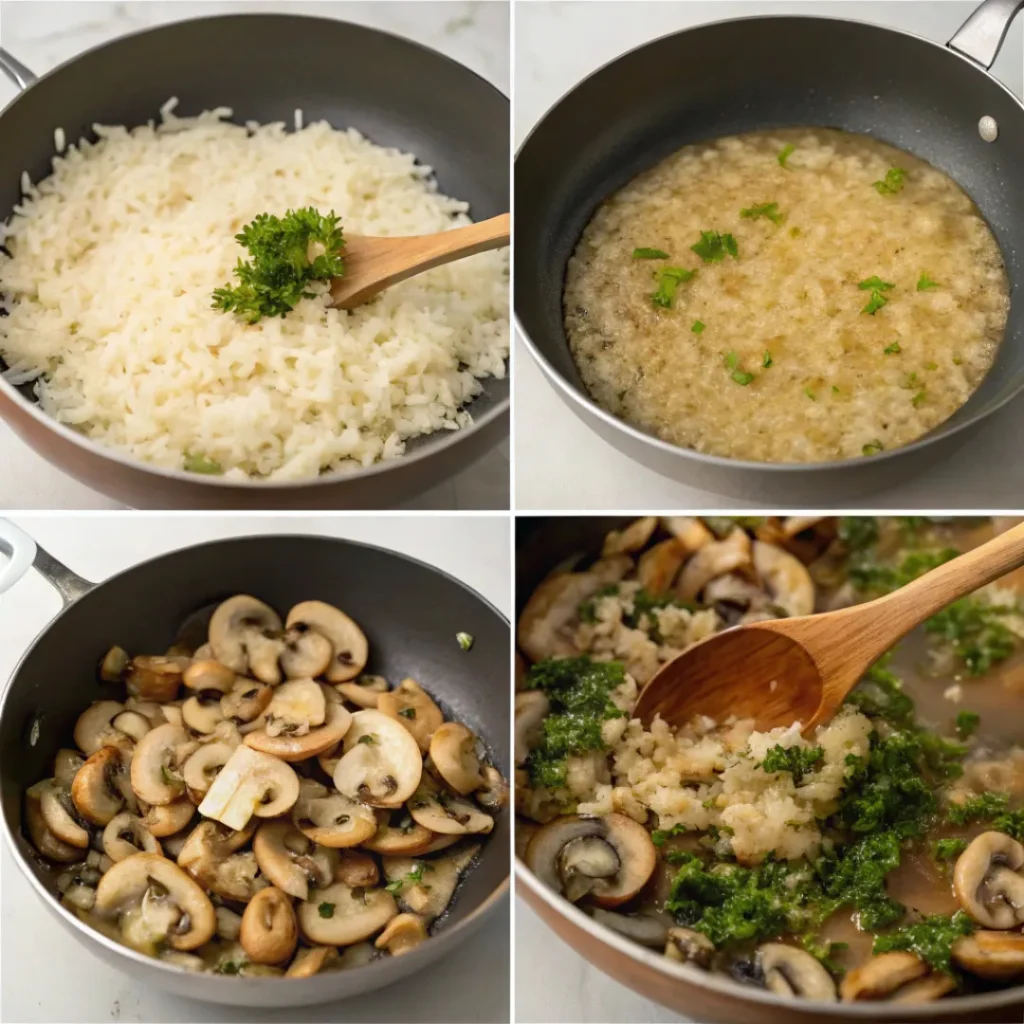 Mushroom Risotto – Creamy Italian Comfort Food 7 Step-by-step preparation of mushroom risotto