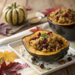 Stuffed Acorn Squash – Healthy & Delicious Fall Dinner 9 Roasted acorn squash stuffed with quinoa, cranberries, and pecans