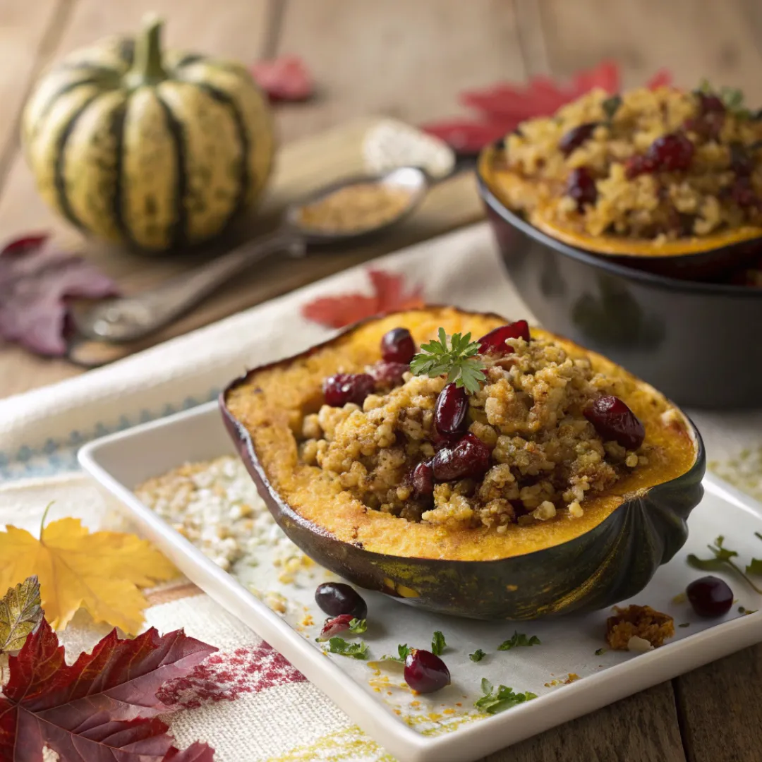 Stuffed Acorn Squash – Healthy & Delicious Fall Dinner 5 Roasted acorn squash stuffed with quinoa, cranberries, and pecans