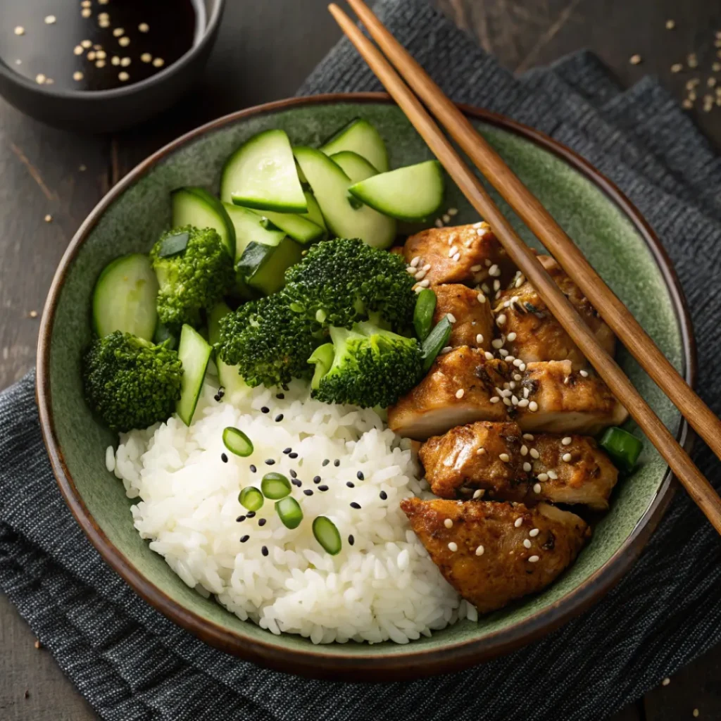 Crockpot Teriyaki Chicken – Easy Slow Cooker Favorite 8 Crockpot teriyaki chicken served with rice, broccoli, and cucumber salad