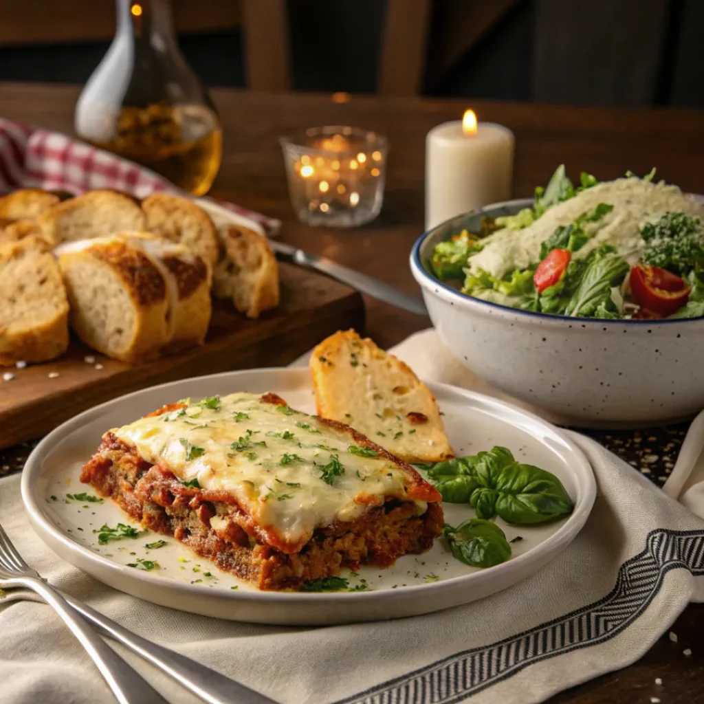 Vegetable Lasagna – Healthy & Flavorful Italian Classic 8 Vegetable lasagna served with garlic bread and Caesar salad