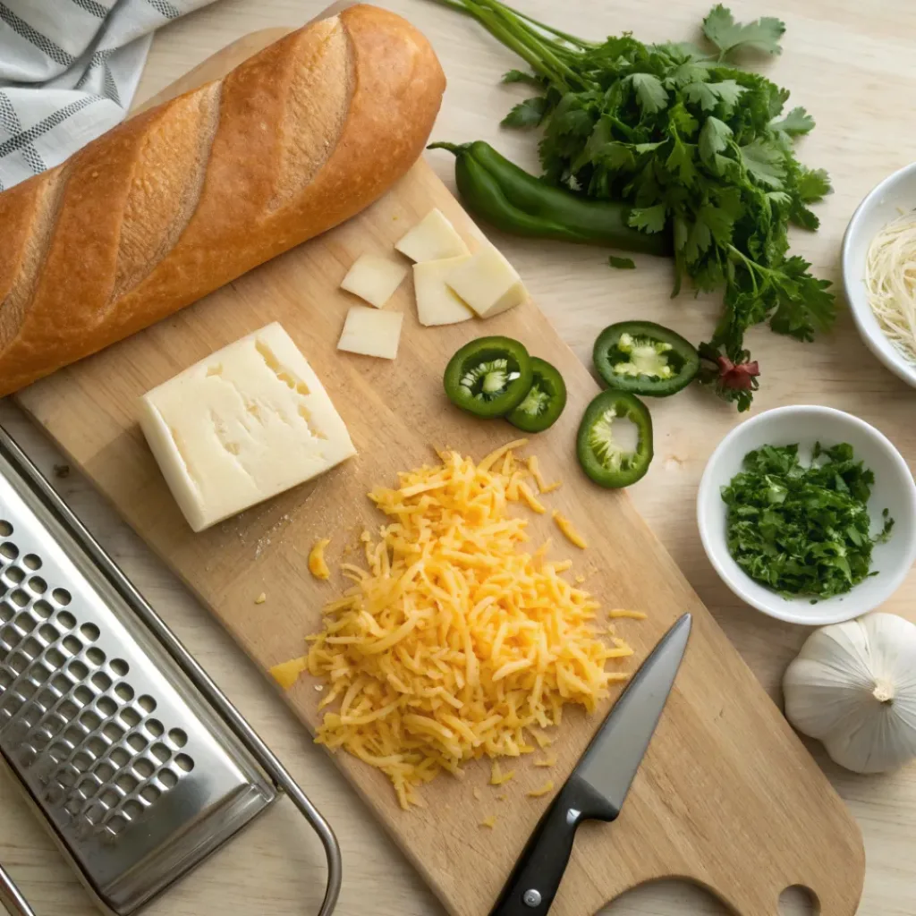 Ingredients for jalapeño cheddar pull-apart bread