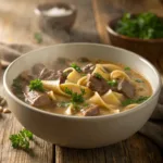 Ingredients for beef stroganoff soup